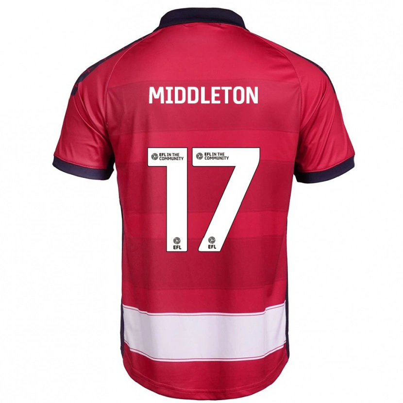 Danxen Dames Glenn Middleton #17 Rood Wit Thuisshirt Thuistenue 2025/26 T-Shirt België