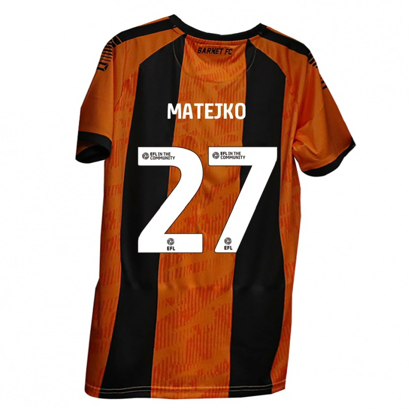 Danxen Dames Patrick Matejko #27 Oranje Zwart Thuisshirt Thuistenue 2025/26 T-Shirt België