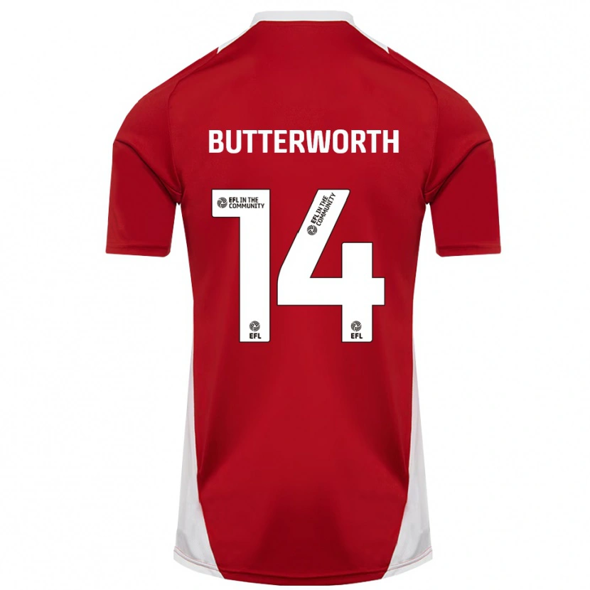Danxen Dames Daniel Butterworth #14 Rood Wit Goud Thuisshirt Thuistenue 2025/26 T-Shirt België