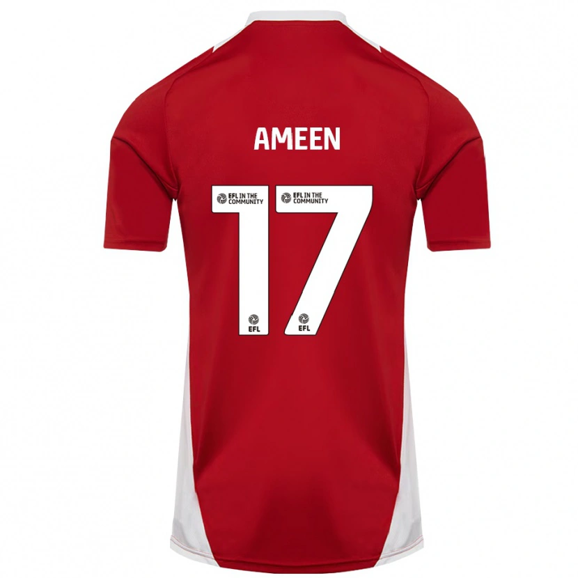 Danxen Dames Botan Ameen #17 Rood Wit Goud Thuisshirt Thuistenue 2025/26 T-Shirt België