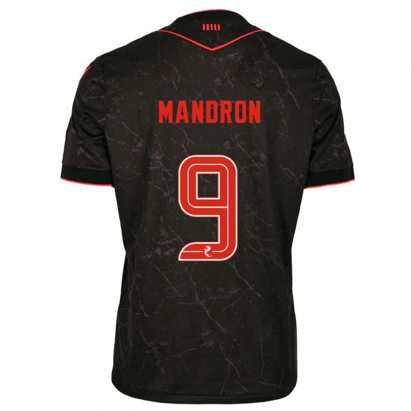 Danxen Dames Mikael Mandron #9 Zwart Rood Uitshirt Uittenue 2025/26 T-Shirt België
