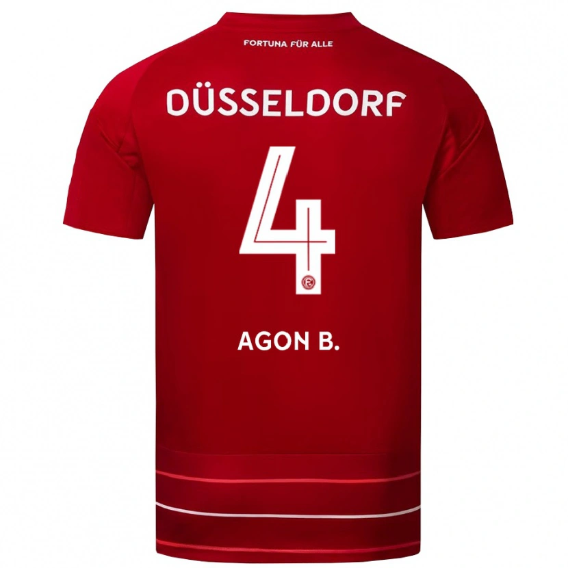 Danxen Kinderen Agon Bajrami #4 Rood Wit Thuisshirt Thuistenue 2025/26 T-Shirt België