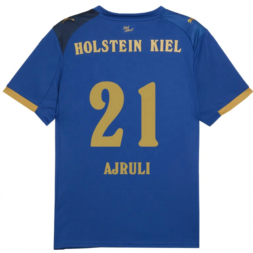 Danxen Kinderen Muhamed Ajruli #21 Blauw Goud Thuisshirt Thuistenue 2025/26 T-Shirt België