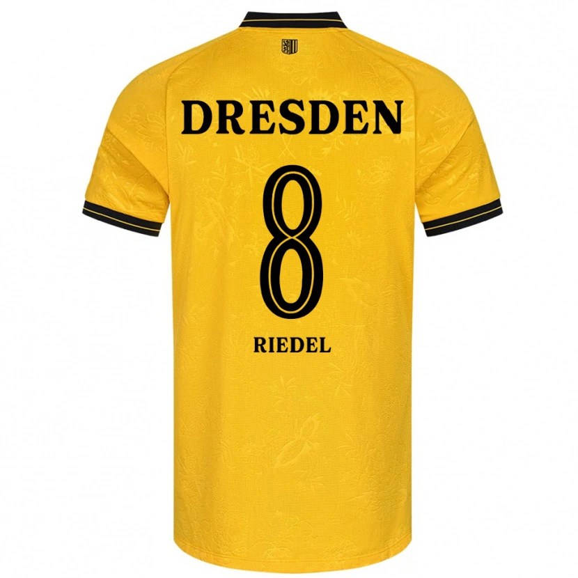 Danxen Kinderen Aaron Riedel #8 Geel Zwart Thuisshirt Thuistenue 2025/26 T-Shirt België