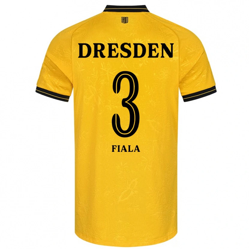 Danxen Kinderen Matej Fiala #3 Geel Zwart Thuisshirt Thuistenue 2025/26 T-Shirt België