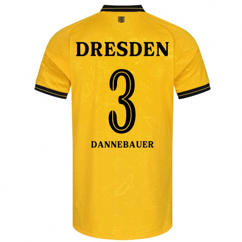 Danxen Kinderen Elias Dannebauer #3 Geel Zwart Thuisshirt Thuistenue 2025/26 T-Shirt België