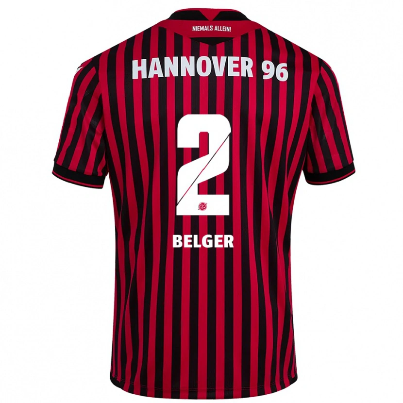 Danxen Kinderen Max Belger #2 Rood Zwart Thuisshirt Thuistenue 2025/26 T-Shirt België