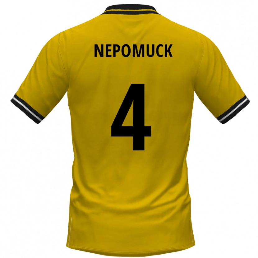 Danxen Kinderen Simon Nepomuck #4 Geel Zwart Thuisshirt Thuistenue 2025/26 T-Shirt België