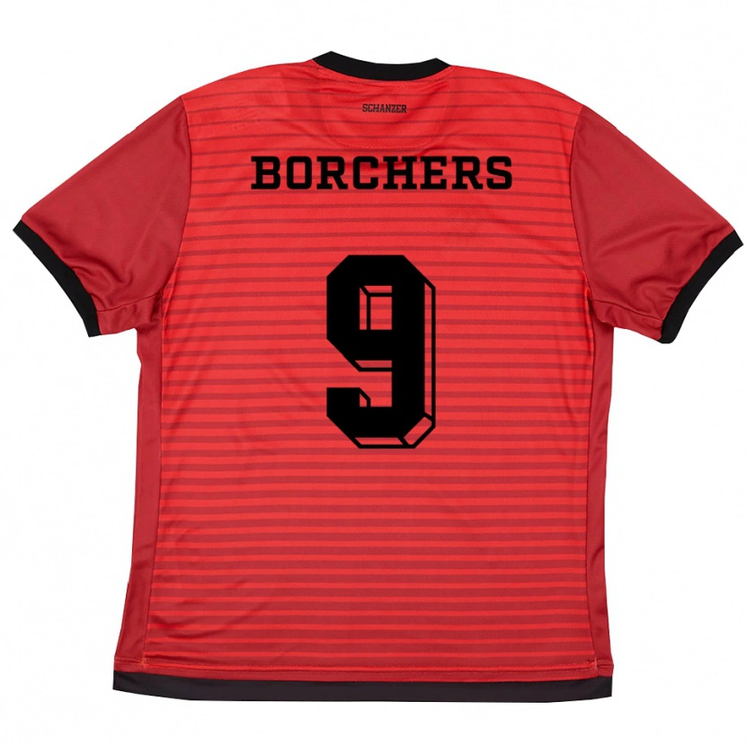 Danxen Kinderen Mads Borchers #9 Rood Zwart Thuisshirt Thuistenue 2025/26 T-Shirt België