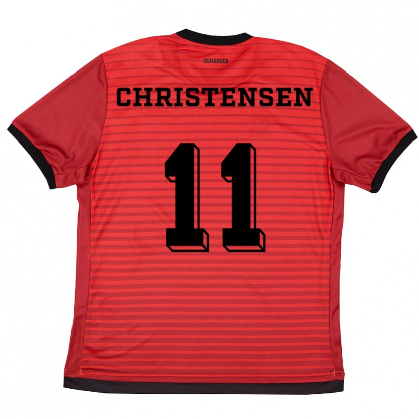 Danxen Kinderen Frederik Christensen #11 Rood Zwart Thuisshirt Thuistenue 2025/26 T-Shirt België
