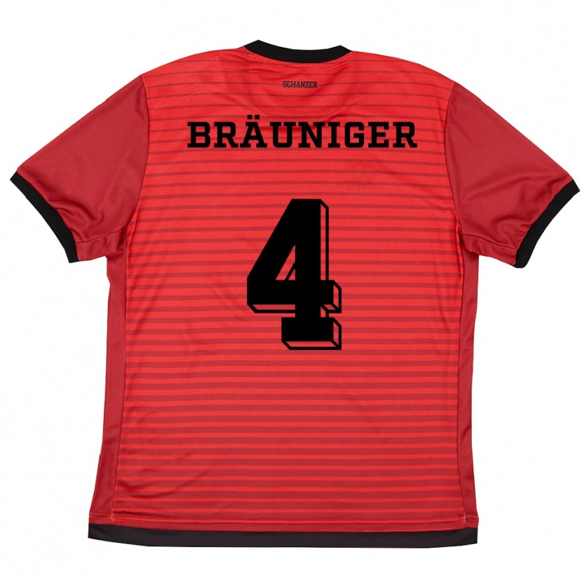 Danxen Kinderen Sandor Bräuniger #4 Rood Zwart Thuisshirt Thuistenue 2025/26 T-Shirt België