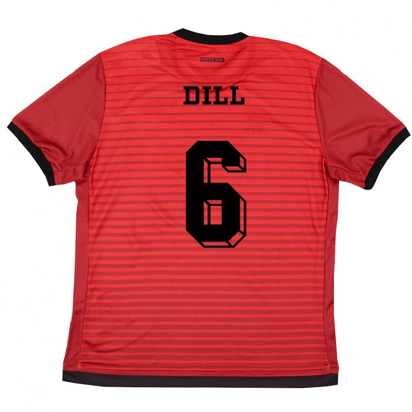 Danxen Kinderen Fabio Dill #6 Rood Zwart Thuisshirt Thuistenue 2025/26 T-Shirt België