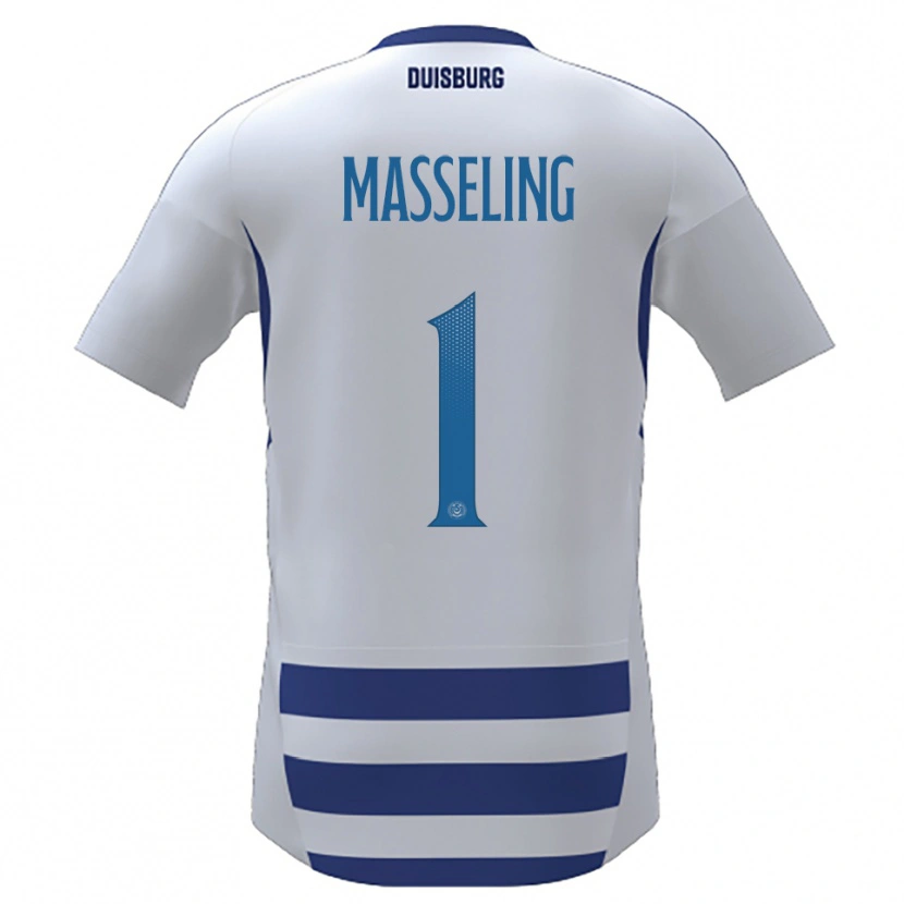 Danxen Kinderen Jihan Masseling #1 Wit Blauw Thuisshirt Thuistenue 2025/26 T-Shirt België
