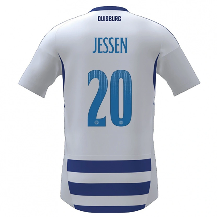 Danxen Kinderen Niklas Jessen #20 Wit Blauw Thuisshirt Thuistenue 2025/26 T-Shirt België