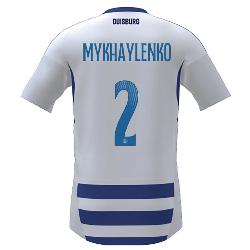 Danxen Kinderen Nazar Mykhaylenko #2 Wit Blauw Thuisshirt Thuistenue 2025/26 T-Shirt België
