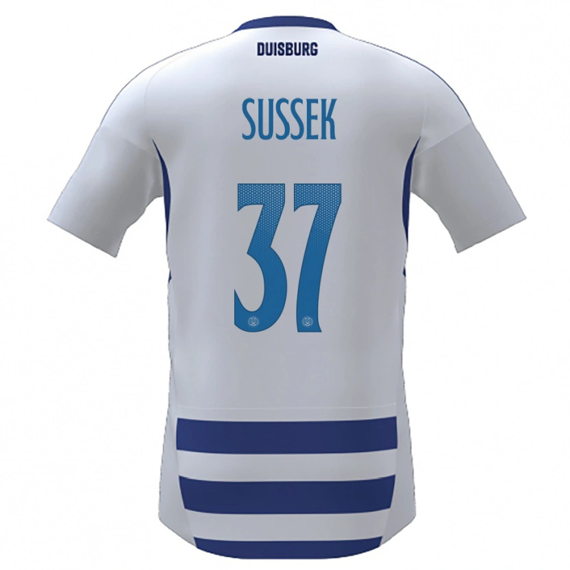 Danxen Kinderen Patrick Sussek #37 Wit Blauw Thuisshirt Thuistenue 2025/26 T-Shirt België