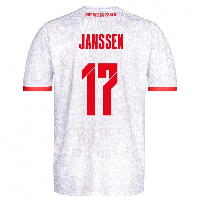 Danxen Kinderen Lenn Janssen #17 Wit Rood Thuisshirt Thuistenue 2025/26 T-Shirt België