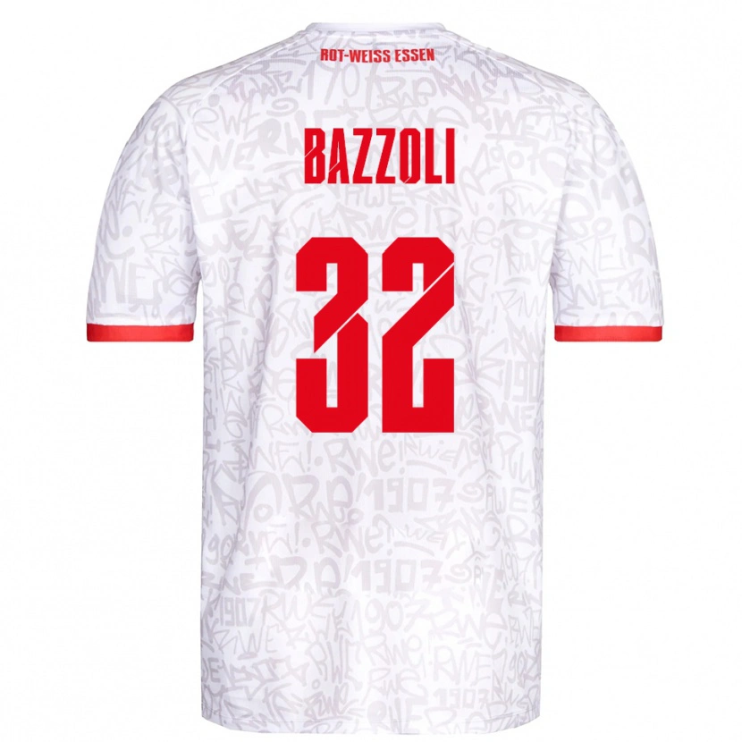 Danxen Kinderen Luca Bazzoli #32 Wit Rood Thuisshirt Thuistenue 2025/26 T-Shirt België