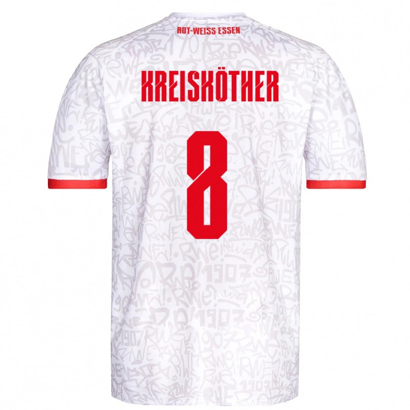 Danxen Kinderen Luiz-Simon Kreisköther #8 Wit Rood Thuisshirt Thuistenue 2025/26 T-Shirt België