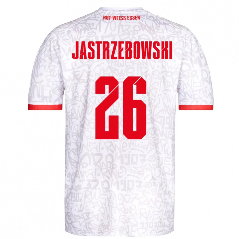 Danxen Kinderen Oliver Jastrzebowski #26 Wit Rood Thuisshirt Thuistenue 2025/26 T-Shirt België