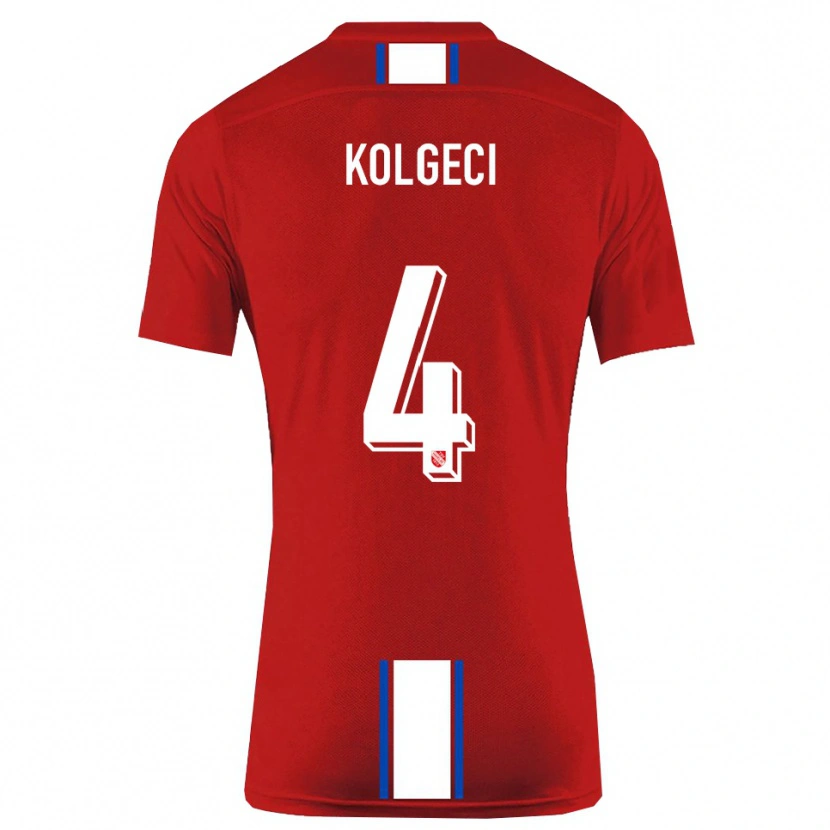 Danxen Kinderen Besfort Kolgeci #4 Rood Wit Thuisshirt Thuistenue 2025/26 T-Shirt België