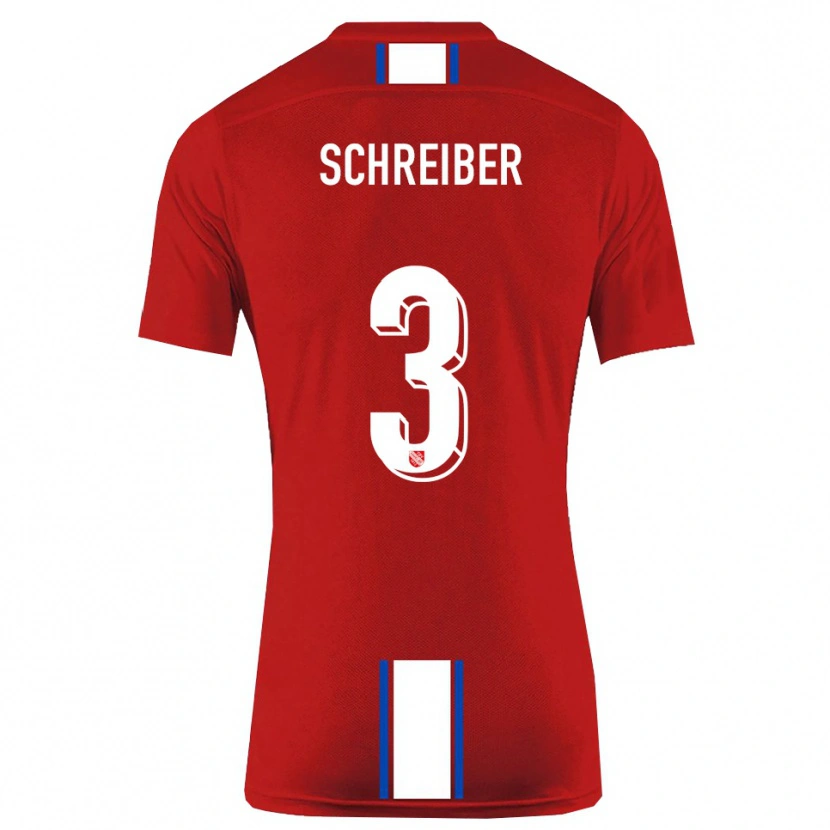 Danxen Kinderen David Schreiber #3 Rood Wit Thuisshirt Thuistenue 2025/26 T-Shirt België