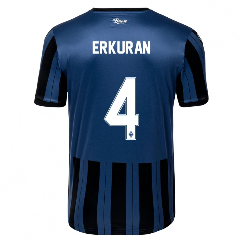 Danxen Kinderen Emirhan Erkuran #4 Blauw Grijs Zwart Thuisshirt Thuistenue 2025/26 T-Shirt België