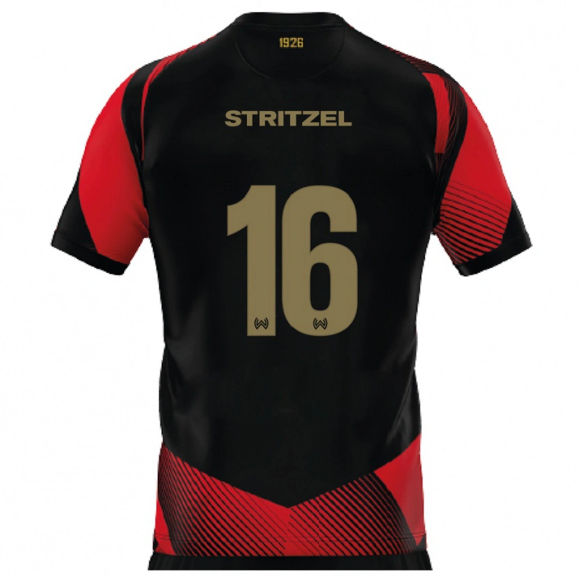 Danxen Kinderen Florian Stritzel #16 Zwart Rood Thuisshirt Thuistenue 2025/26 T-Shirt België