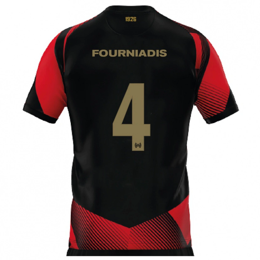 Danxen Kinderen Linos Fourniadis #4 Zwart Rood Thuisshirt Thuistenue 2025/26 T-Shirt België