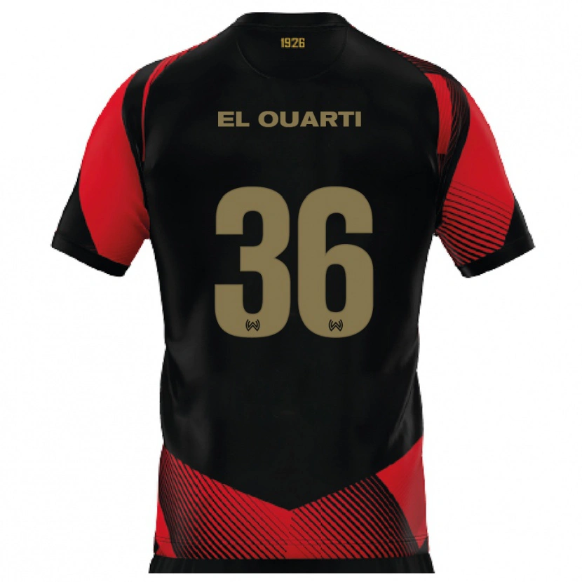 Danxen Kinderen Nassim El Ouarti #36 Zwart Rood Thuisshirt Thuistenue 2025/26 T-Shirt België