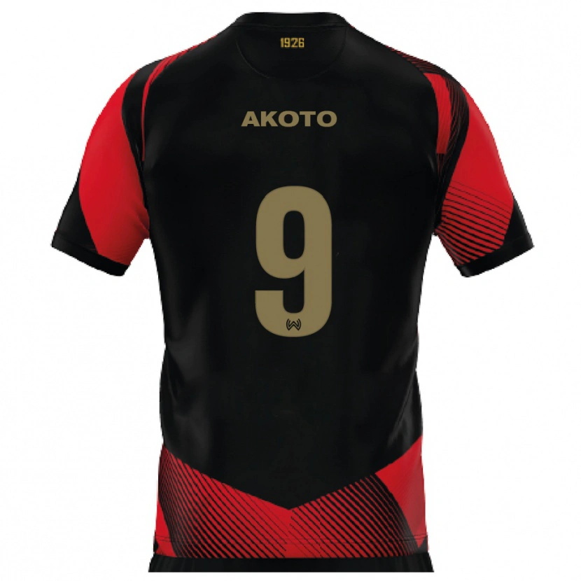Danxen Kinderen Theophilus Akoto #9 Zwart Rood Thuisshirt Thuistenue 2025/26 T-Shirt België