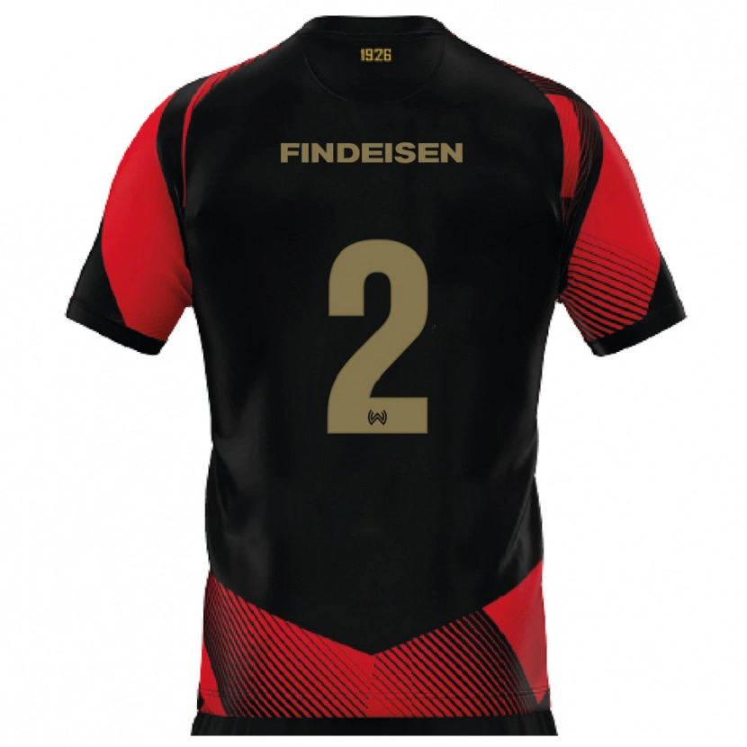 Danxen Kinderen Edwin Findeisen #2 Zwart Rood Thuisshirt Thuistenue 2025/26 T-Shirt België