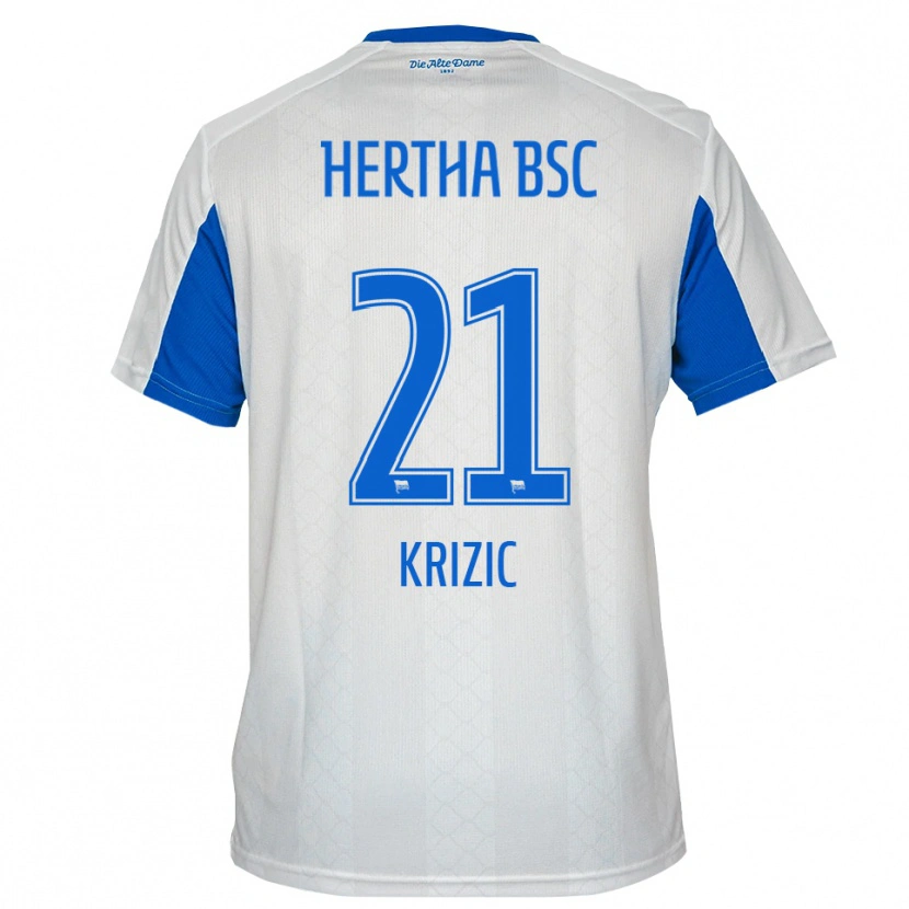 Danxen Kinderen Ivan Krizic #21 Wit Blauw Uitshirt Uittenue 2025/26 T-Shirt België