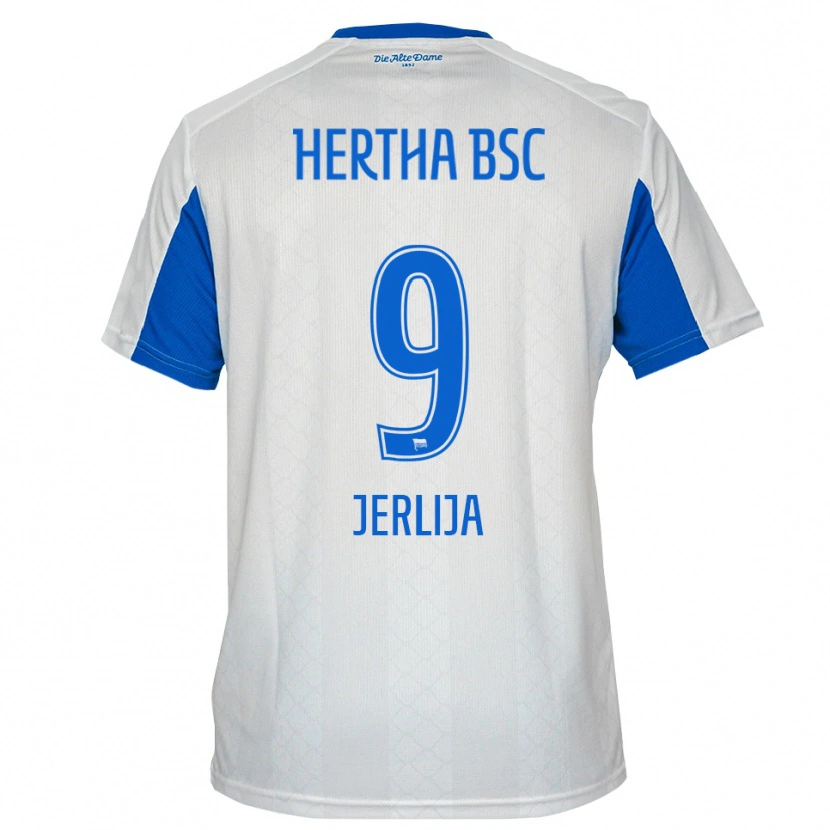 Danxen Kinderen Leotrim Jerlija #9 Wit Blauw Uitshirt Uittenue 2025/26 T-Shirt België