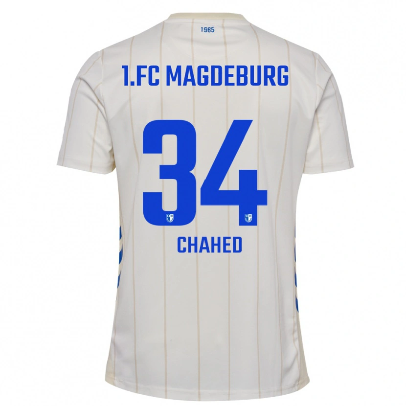 Danxen Kinderen Tarek Chahed #34 Wit Blauw Uitshirt Uittenue 2025/26 T-Shirt België