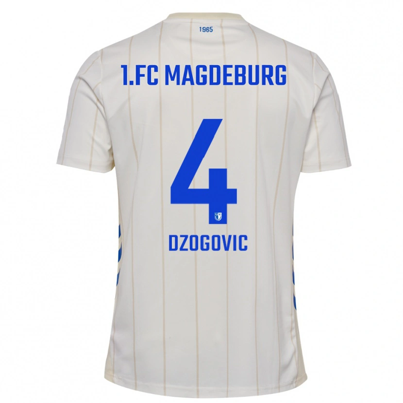 Danxen Kinderen Eldin Dzogovic #4 Wit Blauw Uitshirt Uittenue 2025/26 T-Shirt België