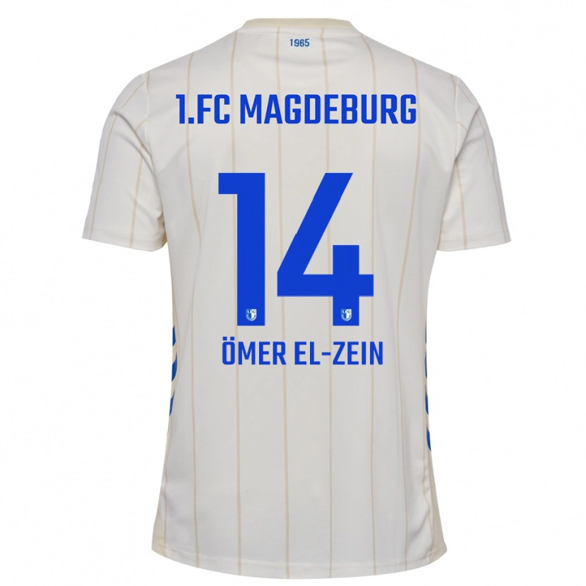 Danxen Kinderen Abu-Bekir Ömer El-Zein #14 Wit Blauw Uitshirt Uittenue 2025/26 T-Shirt België