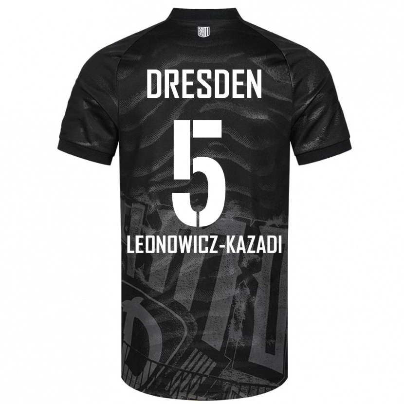 Danxen Kinderen Jonathan Leonowicz-Kazadi #5 Zwart Grijs Uitshirt Uittenue 2025/26 T-Shirt België