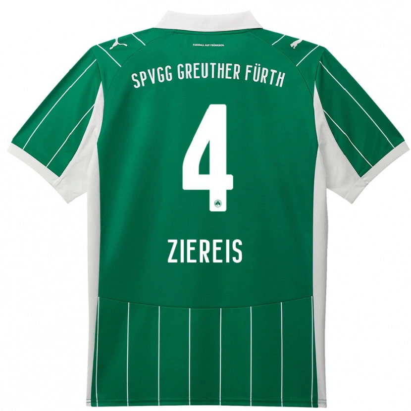 Danxen Kinderen Philipp Ziereis #4 Groen Wit Uitshirt Uittenue 2025/26 T-Shirt België