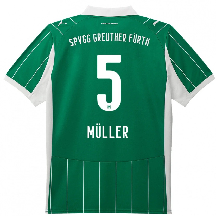Danxen Kinderen Linus Müller #5 Groen Wit Uitshirt Uittenue 2025/26 T-Shirt België