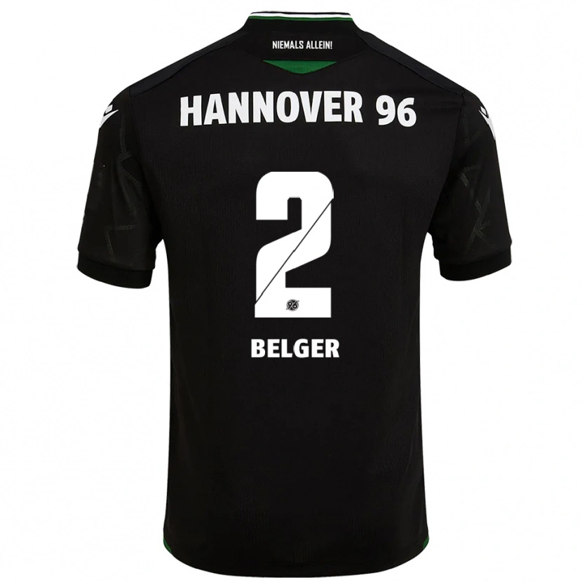 Danxen Kinderen Max Belger #2 Zwart Groen Uitshirt Uittenue 2025/26 T-Shirt België
