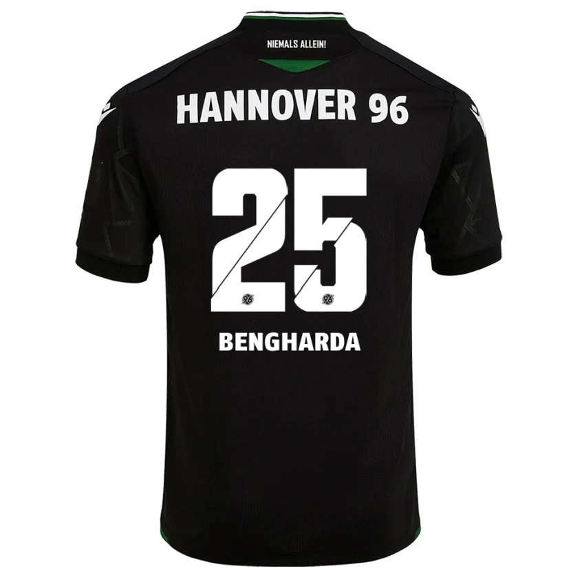 Danxen Kinderen Bilal Bengharda #25 Zwart Groen Uitshirt Uittenue 2025/26 T-Shirt België