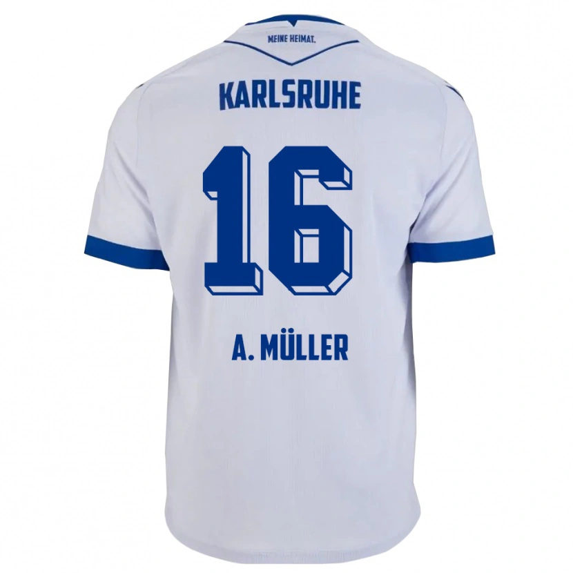 Danxen Kinderen Andreas Müller #16 Wit Blauw Uitshirt Uittenue 2025/26 T-Shirt België