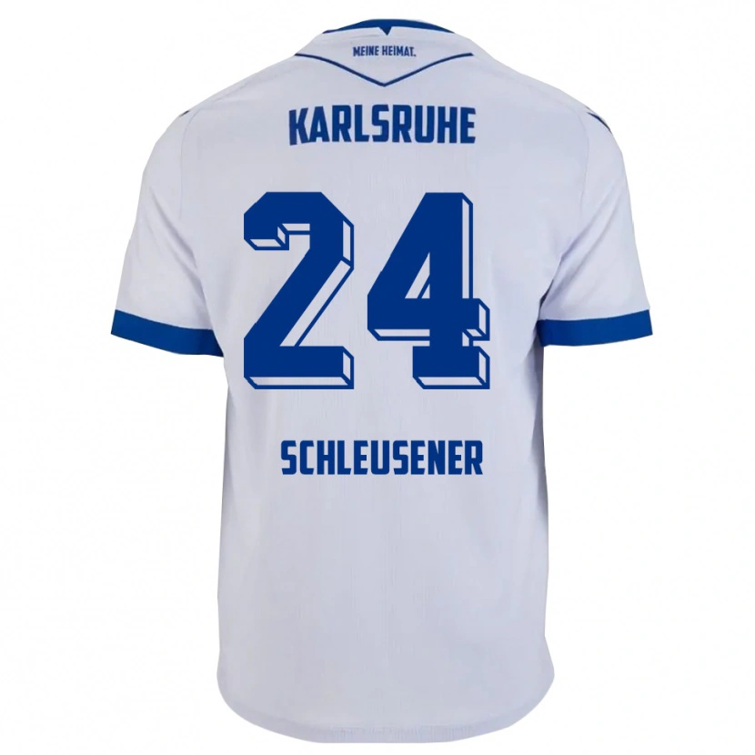 Danxen Kinderen Fabian Schleusener #24 Wit Blauw Uitshirt Uittenue 2025/26 T-Shirt België