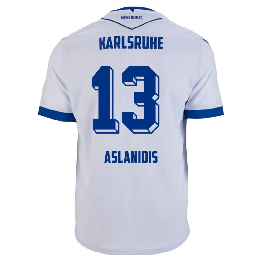 Danxen Kinderen Ioannis Aslanidis #13 Wit Blauw Uitshirt Uittenue 2025/26 T-Shirt België