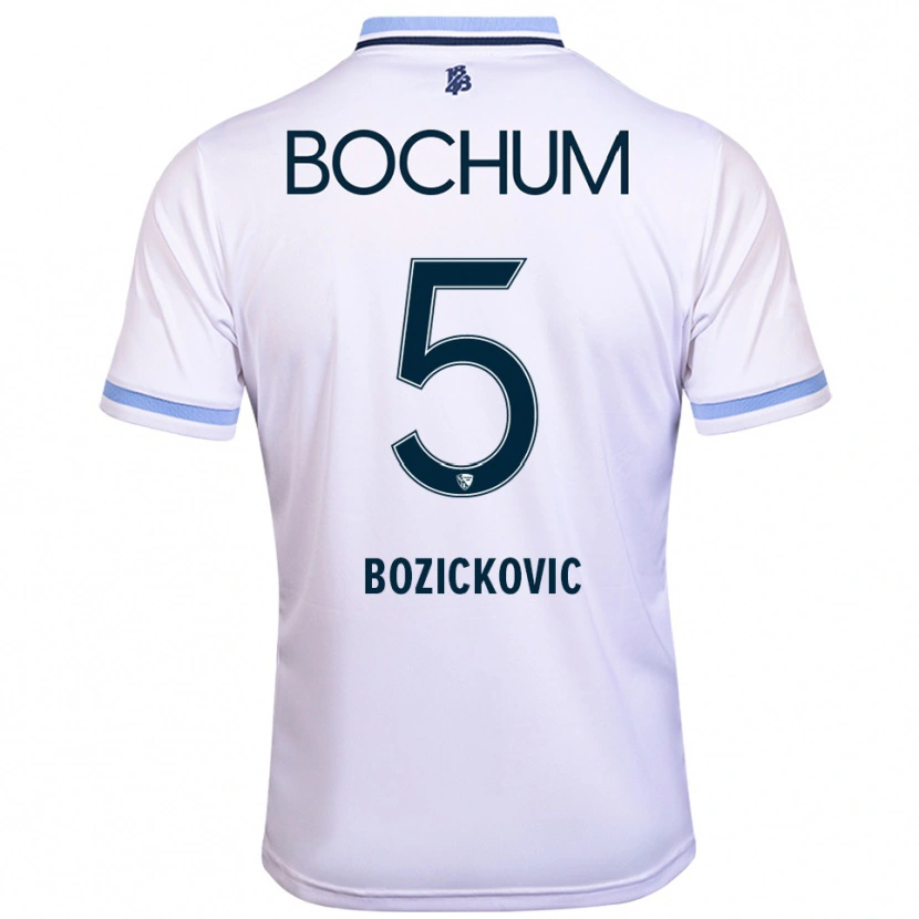 Danxen Kinderen Niko Bozickovic #5 Wit Hemelsblauw Uitshirt Uittenue 2025/26 T-Shirt België