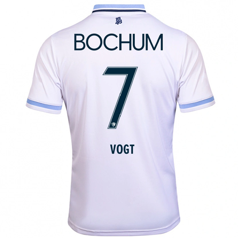 Danxen Kinderen Kevin Vogt #7 Wit Hemelsblauw Uitshirt Uittenue 2025/26 T-Shirt België
