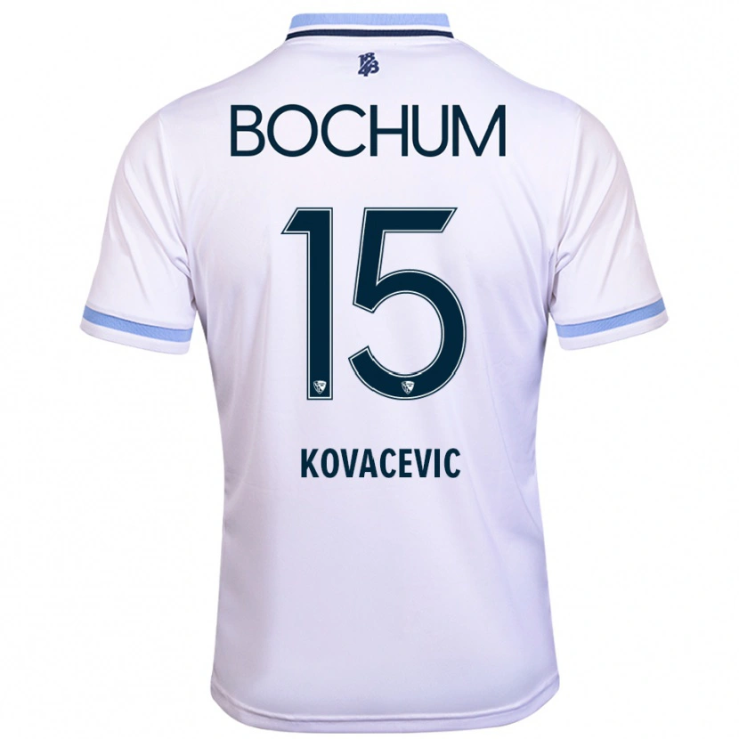 Danxen Kinderen Elhan Kovacevic #15 Wit Hemelsblauw Uitshirt Uittenue 2025/26 T-Shirt België