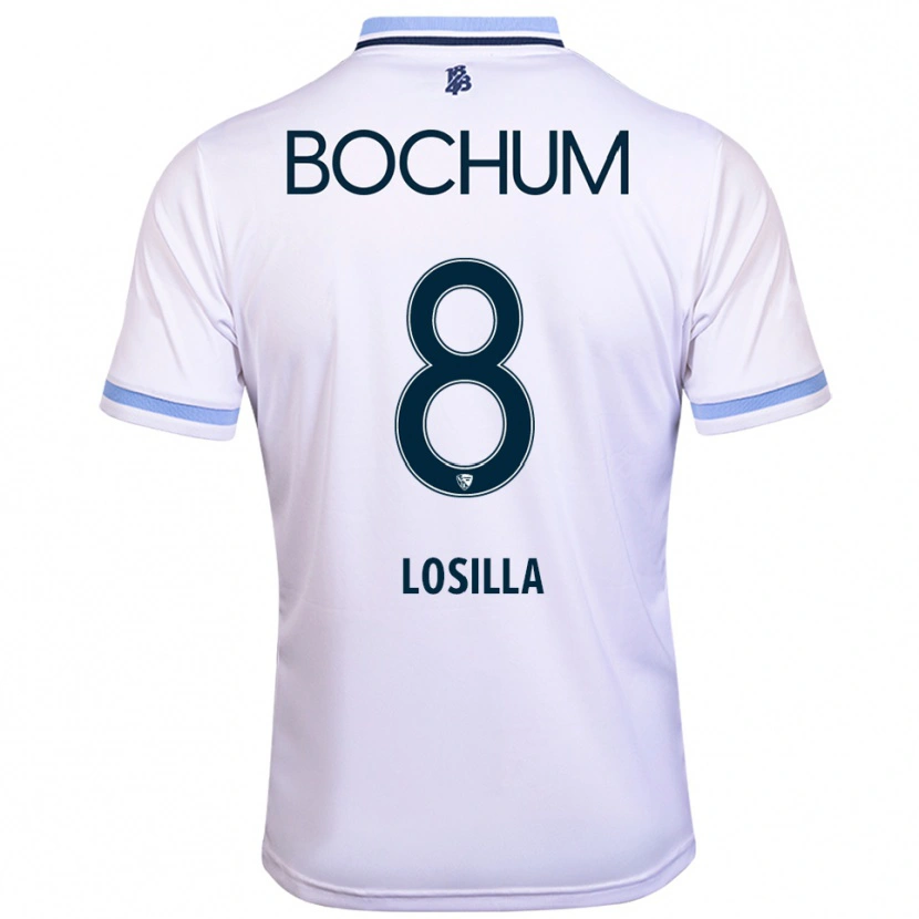 Danxen Kinderen Anthony Losilla #8 Wit Hemelsblauw Uitshirt Uittenue 2025/26 T-Shirt België