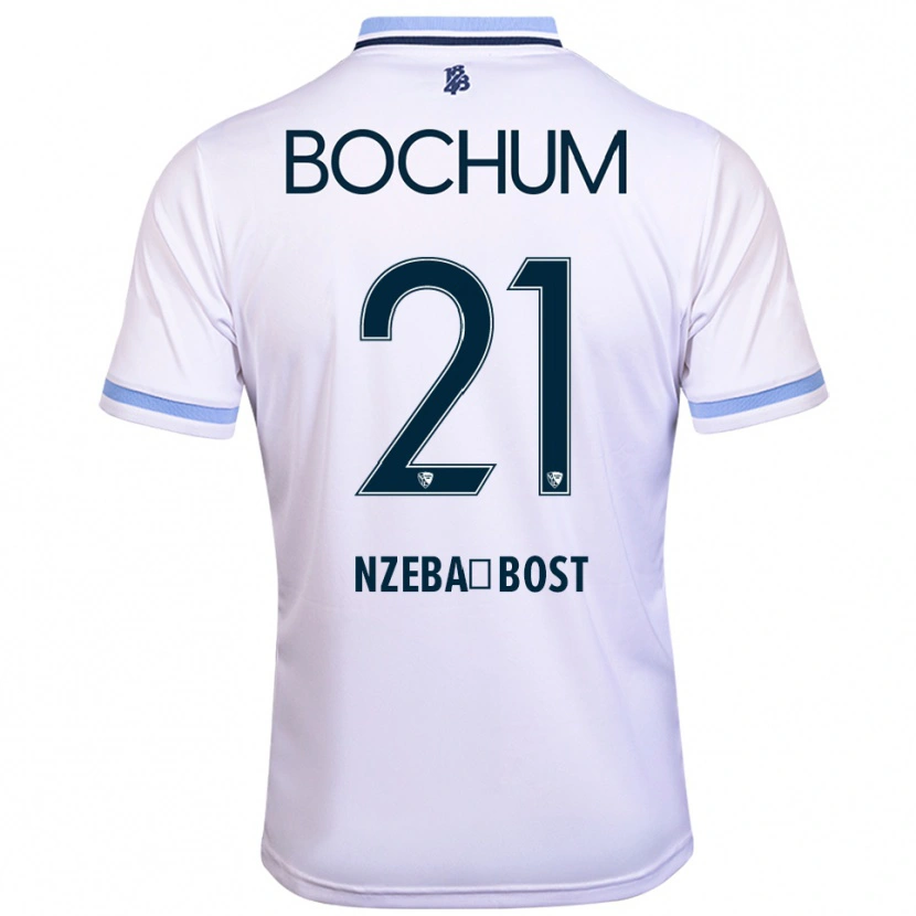 Danxen Kinderen Jan Nzeba-Bost #21 Wit Hemelsblauw Uitshirt Uittenue 2025/26 T-Shirt België